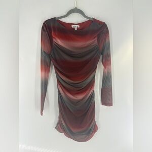 Pretty Garbage Mini Ruched Red Black Dress